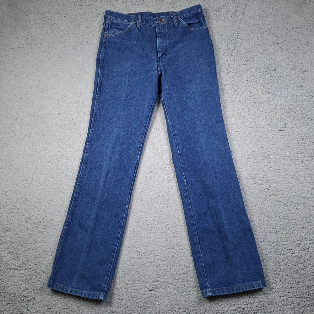 Wrangler 936PWD Cowboy Cut Slim Fit Jeans Mens 34x33 Blue Denim Straight Leg
